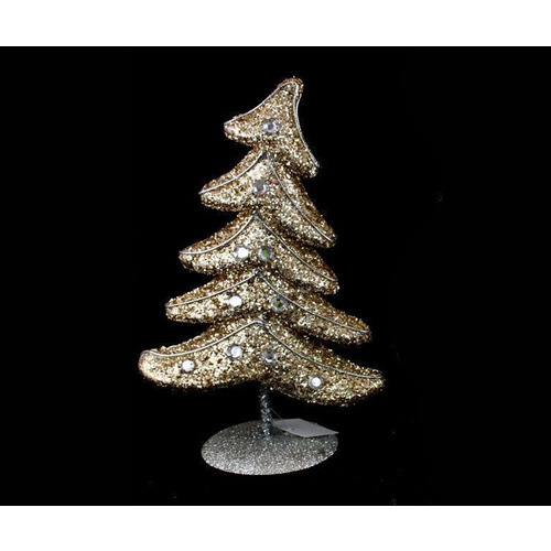 2 x Xmas Christmas Tree Glitter  Festive Table Decoration Home Décor 26cm [Colour: 2 x Gold]