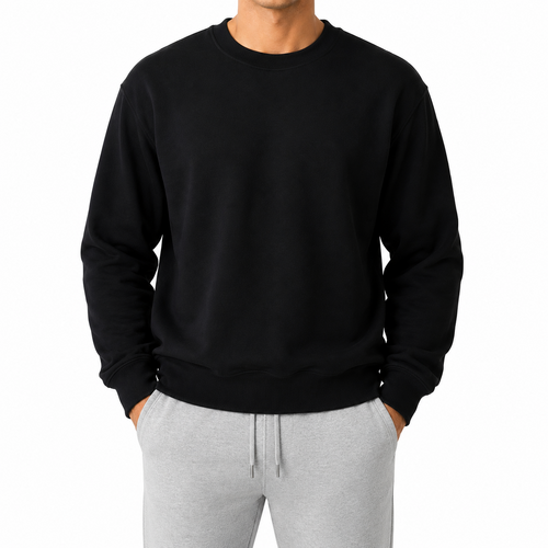 New Men's Adult Unisex Crew Neck Jumper Sweater Pullover Basic Blank Plain S-3XL [Colour: Black] [Size: M]