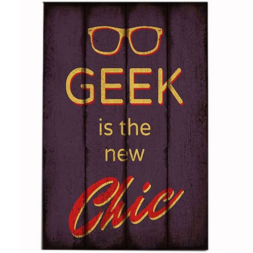Vintage Retro Wooden Plaque Home Wall Office Hanging Decor Geek is the new Chic [Design: Geek is the new Chic]