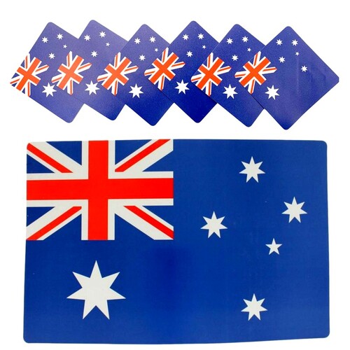 6x Australian Flag Placemat & Coaters Aussie Australia Day Party Plates Mat