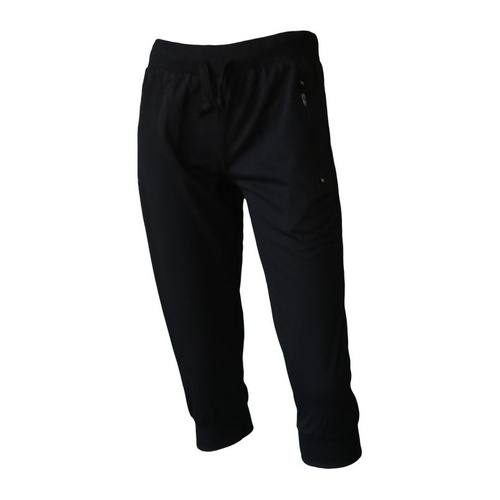 NEW Women 3/4 Skinny Cuff Trousers Harem Sports Trackies Elastic Waist [Size: 8] [Colour: Black]