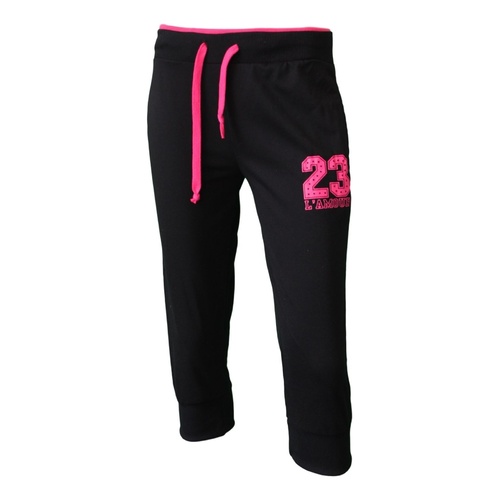 NEW Women's Ladies 3/4 Soft Gym Sports Track Pants Shorts Trackies - 23 L'AMOUR [Size: 8] [Colour: Black]