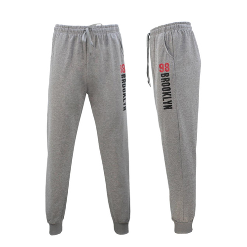 Men's Skinny Jogger Track Pants Cuff Trousers Trackies Sweat Pants - BROOKLYN [Size: XL] [Colour: Light Grey]