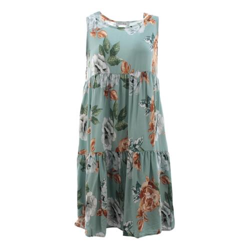 FIL Women's Sleeveless Summer Dress Boho Floral Beach Knee Length Sundress [Size: 8] [Design:A]