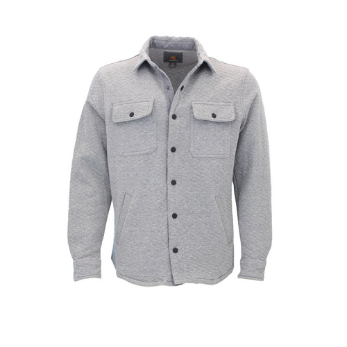 Men's Long Sleeve Quilted Knit Shirt Jacket Overshirt w Pockets [Size: M] [Colour: Grey]
