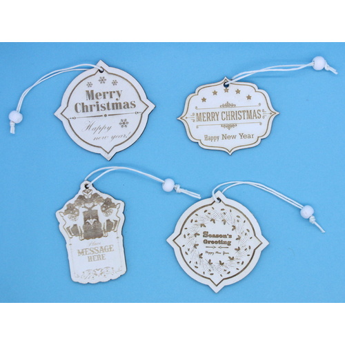 12x Wooden Christmas Xmas Present Gift Tags Tree Ornament Craft Label Decoration