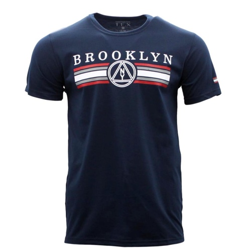 NEW Mens Casual Crew Neck Tee T-shirt Camo Camouflage Print Brooklyn B [Size: S] [Design: Brooklyn (Navy)]