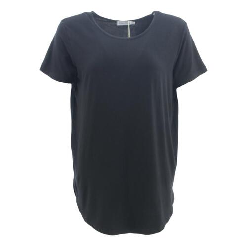 FIL Women's Cotton Rich Curved Hem T-Shirt Crew Neck Casual [Size: 8] [Colour:Black]