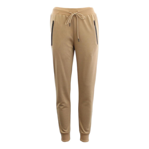 FIL Women's Jogger Track Pants Zipped Pockets Slim Cuff Gym Sports Trackies [Size: 8] [Colour: Tan]