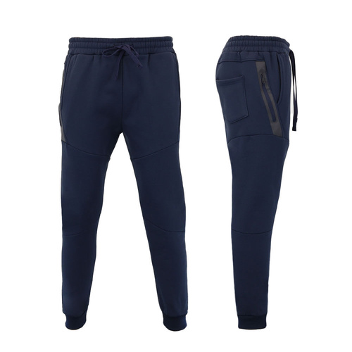 FIL Men's Fleece Jogger Pants Tapered Track Pants Ankle Length Zip Pocket Warm [Size: S] [Colour: Navy]