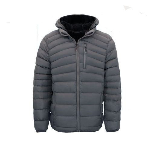 Men's Puffer Jacket Winter Coat Fleece Lined Removable Hood Zipper Pockets [Size: 2XL] [Colour: Dark Grey]