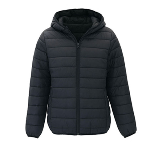 Women's Puffer Jacket Winter Coat with Hood Zip Pockets Warm Outerwear [Size: L] [Colour: Black]