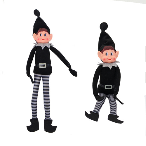 Elves Behavin' Badly Naughty Elf in Black Boy Girl Doll Christmas Decoration [Design: Elf Boy]