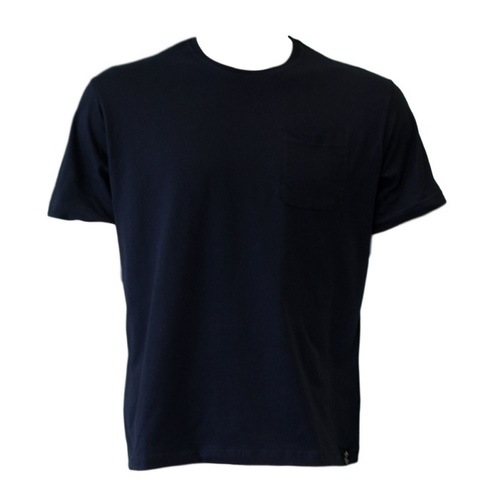 NEW Men's Plain Basic COTTON T-SHIRT White Black with Pocket Size S M L XL XXL [Size: S] [Colour: Navy]