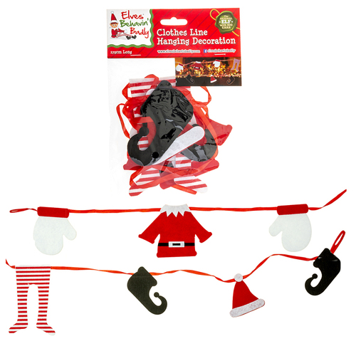 175cm Christmas Bunting Banner Elves Elf Clothesline Flag Wall Window Decoration