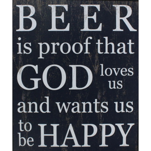 Funny Humorous Wooden Vintage Rustic Wall Plaque Saying Quotes- Beer / Man Cave [Design: Beer]
