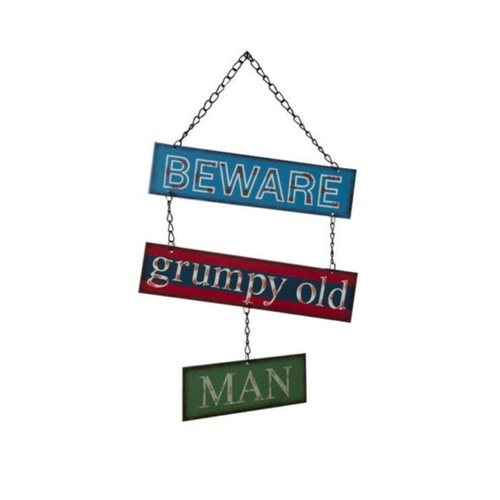 Metal Tin Wall Plaque Home Decor Sign Funny Quotes - Beware Grumpy Old Man/Woman [Design: Grumpy Old Man] 