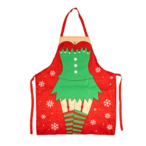 Christmas Apron Funny Xmas BBQ Sexy Party Cooking Kitchen Elf Costume Novelty [Design: Elf - Womens]