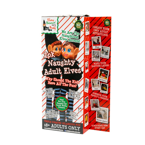 Elves Behavin' Badly Naughty Elf in Black Boy Girl Doll Christmas Decoration [Design: 2 Pack (Boy & Girl)]