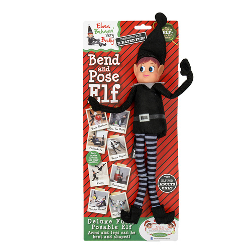 Christmas Elves Behaving Badly Boy Girl Black Naughty Elf Bendable Plush Toy [Design: Girl]