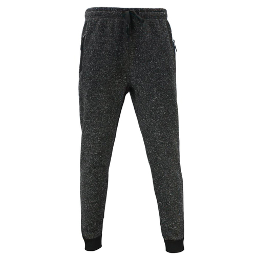 FIL Adult Men's Track Pants Trackies Zipped Pockets Cuffed Hem Marle [Colour: Black Marle][Size: S] 