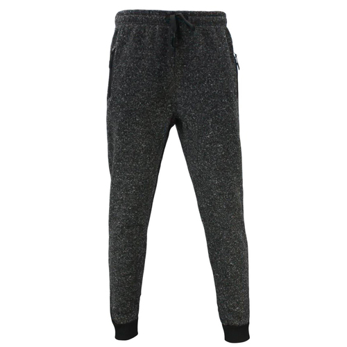 FIL Adult Men's Track Pants Trackies Zipped Pockets Cuffed Hem Marle [Colour: Black Marle][Size: XL] 