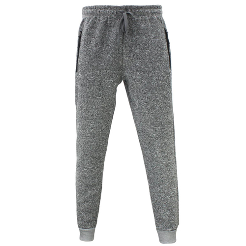 FIL Adult Men's Track Pants Trackies Zipped Pockets Cuffed Hem Marle [Colour: Light Grey Marle][Size: 2XL] 