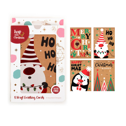16x Christmas Greeting Cards & Envelopes Glitter Foil Xmas Bulk Pack 11x17.5cm [Design: A]