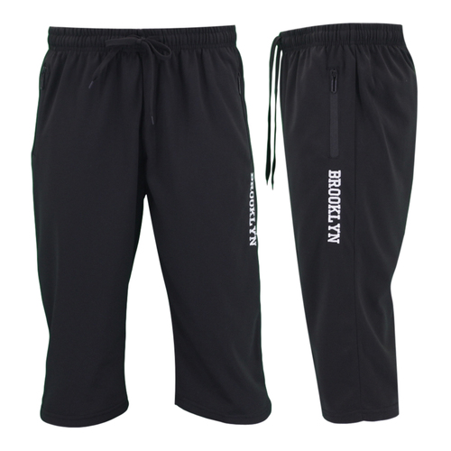FIL Men's 3/4 Knee Length Shorts w Zip Pockets Casual Gym Sport Jogging [Size: S] [Colour: Black]