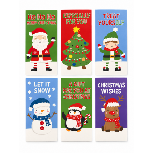 6 Pack Christmas Money Holder Cards with Envelopes Xmas Cash Gift Cards Voucher