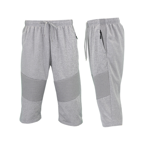 FIL Men's 3/4 Long Shorts w Zip Pockets Casual Gym Jogging [Size: S] [Colour: Light Grey]