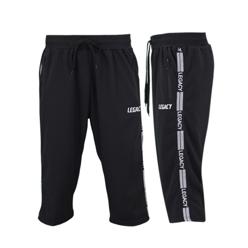 FIL Men's 3/4 Long Shorts w Zip Pockets Casual Gym Jogging - Legacy [Size: S] [Colour: Black]