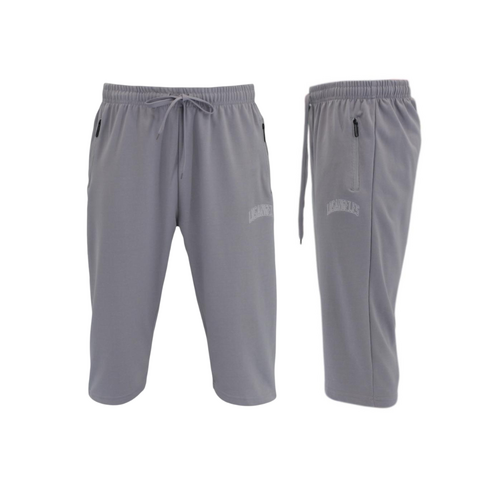 FIL Men's 3/4 Long Shorts w Zip Pockets Casual Gym Jogging - Los Angeles [Size: S] [Colour: Cool Grey]