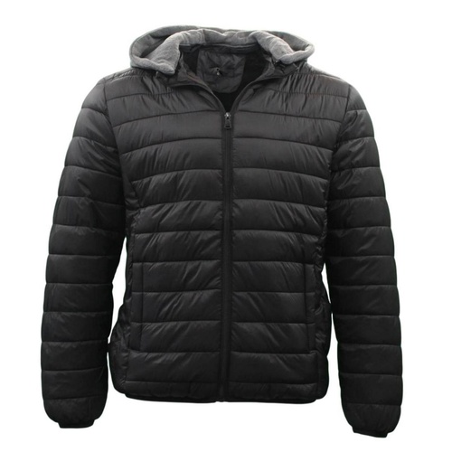 Men’s Puffy Puffer Windproof Hoodie Hooded Sherpa Fur Jacket Quilted Winter [Size: M] [Colour: Black]