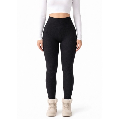 FIL Women's Thermal Leggings Fleece Lined High Waisted Ribbed Seamless Warm [Size: One Size (6-18)]