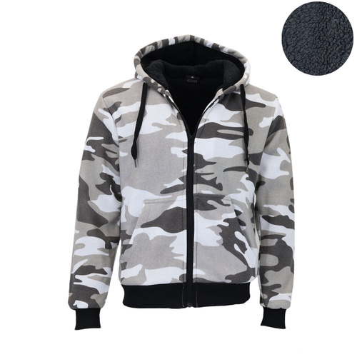 FIL Men's Camo Sherpa Fleece Zip Hoodie Jacket Warm Lined Hooded Jumper [Size: M (AU S)] [Colour: Arctic Camo]