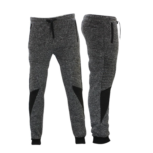 FIL Men's Skinny Jogger Gym Track Pants Zip Pockets Cuff Marle Sweat Pants [Size: L] [Colour: Dark Grey]