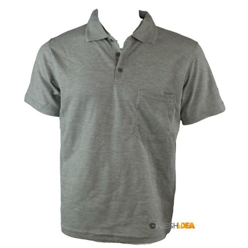 New Men's Short Sleeve Polo T Shirt Tee Basic Plain Black Grey Cotton Casual Top [Colour: Grey] [Size: S] 