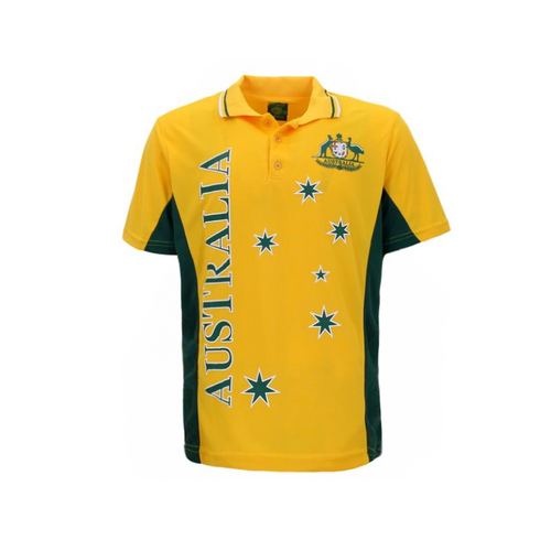 Adult Mens Sports Soccer Football Rugby Jersey Polo T Shirt Australia Souvenir [Colour: Gold] [Size: S] 