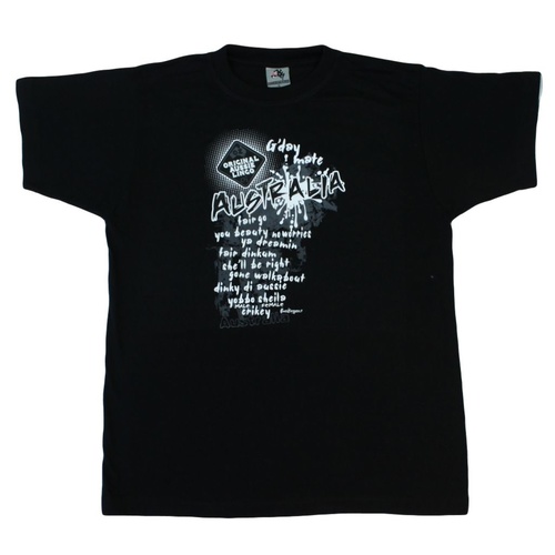 Adult Men's Cotton T Shirt Australian Australia Day Souvenir Funny-Aussie Lingo [Size: M] [Colour: Black]