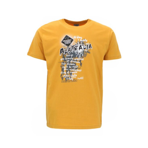Adult Men's Cotton T Shirt Australian Australia Day Souvenir Funny-Aussie Lingo [Size: S] [Colour: Mustard]