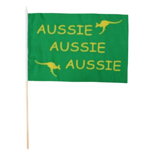 2x Australian Flag Team Supporter Aussie Yellow Green Australia Day 45x29cm [Design: Aussie_Green]