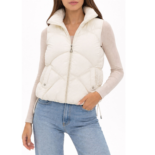 FIL Womens Puffer Vest Sleeveless Jacket Quilted Padded Gilet Zip Up Pockets [Size: S] [Colour: Ivory]
