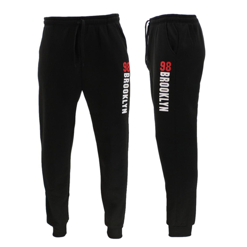 Men's Skinny Fleece Jogger Track Pants Trousers Trackies Sweat Pants BROOKLYN [Colour: Black] [Size: S] 