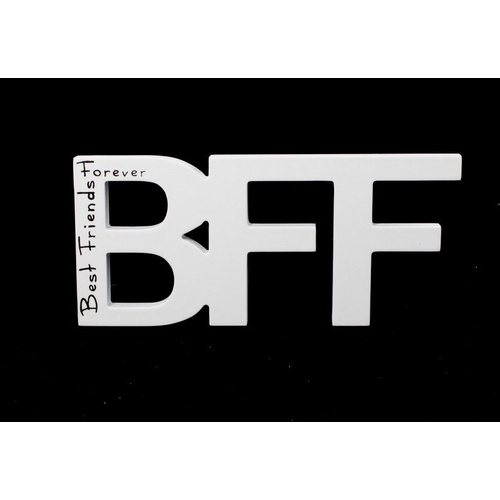 Wooden Words Text Abbreviation Freestanding Hanging -BFF (White)