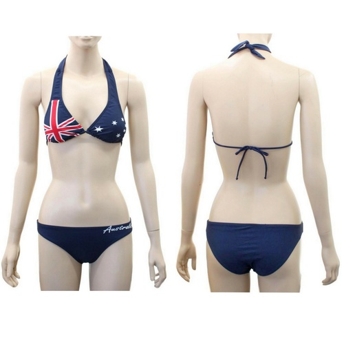 Women's Australia Beach Halter Bikini Swimwear Swimsuit Australian Flag Navy B [Size: 6] [Design: A]