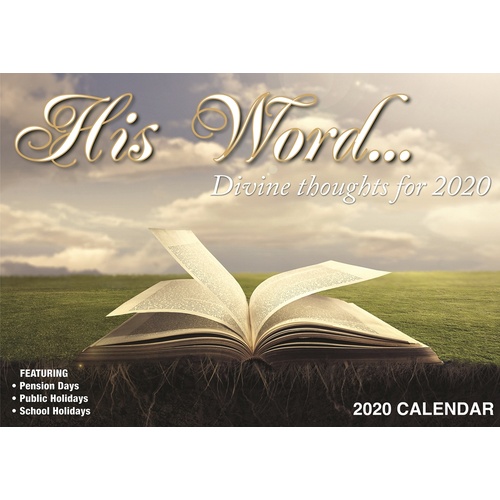 His Word Divine Thoughts - 2020 Rectangle Wall Calendar 16 Months by Bartel (C)