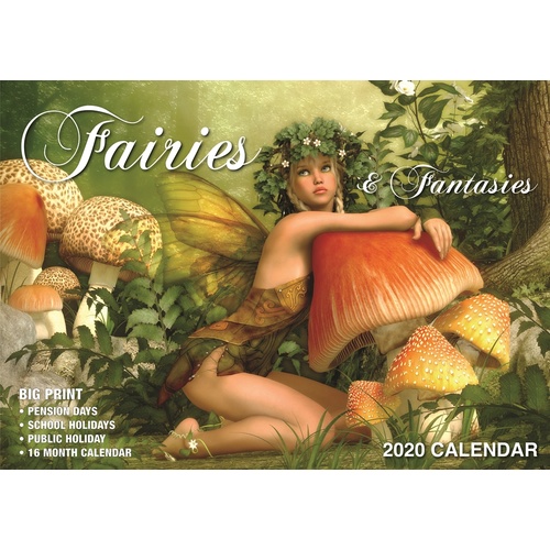 Fairies & Fantasies - 2020 Rectangle Wall Calendar 16 Months by Bartel (A)