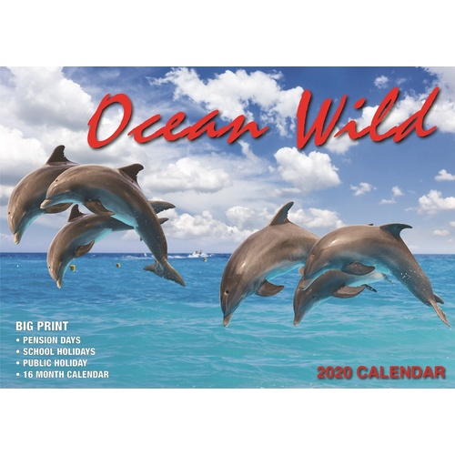 Ocean Wild - 2020 Rectangle Wall Calendar 16 Months by Bartel (A)