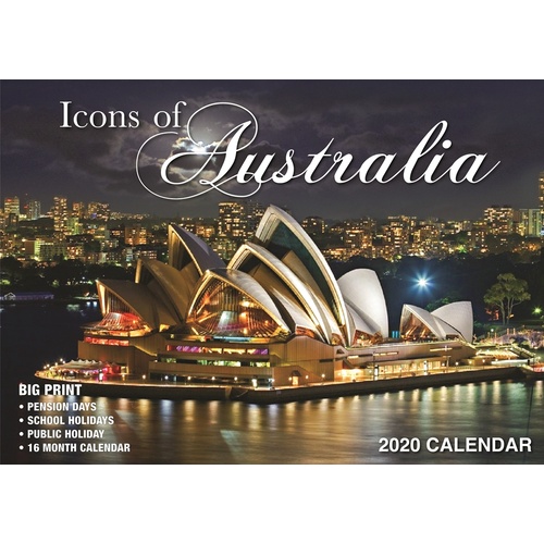 Icons of Australia - 2020 Rectangle Wall Calendar 16 Months by Bartel (A)